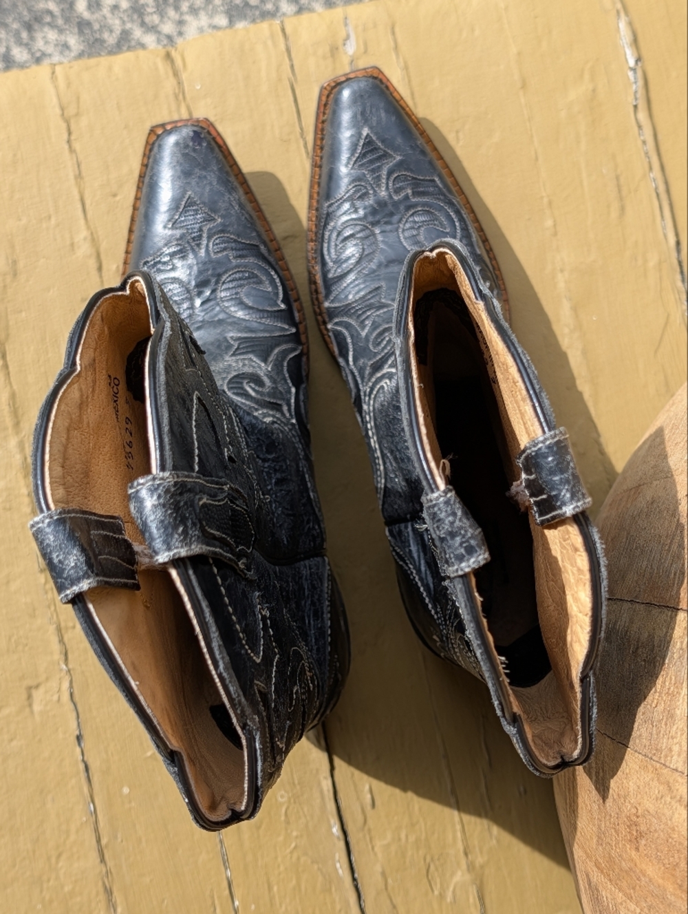 JB Dillon Cowboy Boots Black Leather Western Distressed 8.5 JBW2200 - Picture 4 of 11